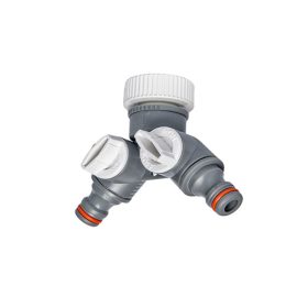   Tömlő indító Y elágazó 3/4"-1" csaphoz - elzárható - WHITE LINE